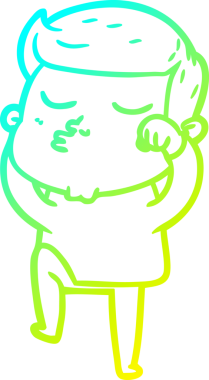 Çizgi film mankeni bir adamın insan tarafından çizilmiş soğuk gradyan çizimi.