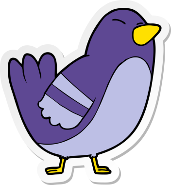 Bir insan tarafından çizilmiş karikatür kuşunun sıkıntılı çıkartması