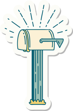 Bir insan tarafından çizilmiş dövme stili kapalı posta kutusu etiketi