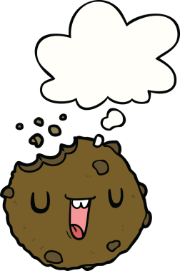 Bir insan tarafından çizilmiş düşünce baloncuklu çizgi film kurabiyesi.