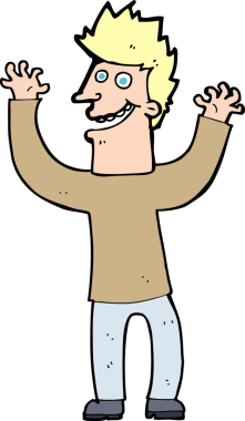 Bir insan tarafından çizilmiş heyecanlı bir çizgi film.