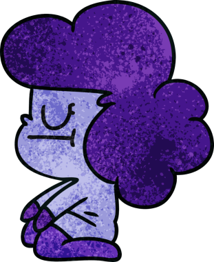 Bir insan tarafından çizilmiş kawaii uzaylı bir kızın serbest çizim çizimi.