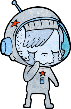 Bir insan tarafından çizilmiş ağlayan astronot kız.