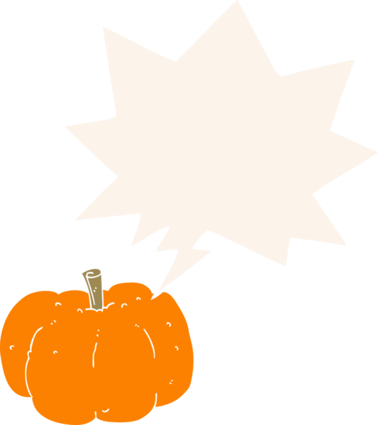 bir insan tarafından çizilmiş, konuşma baloncuklu çizgi film balkabağı.