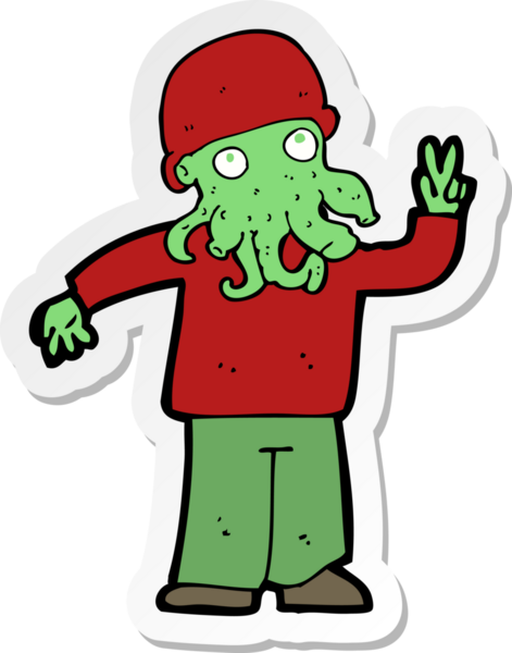 Bir insan tarafından çizilmiş karikatür çıkartması.