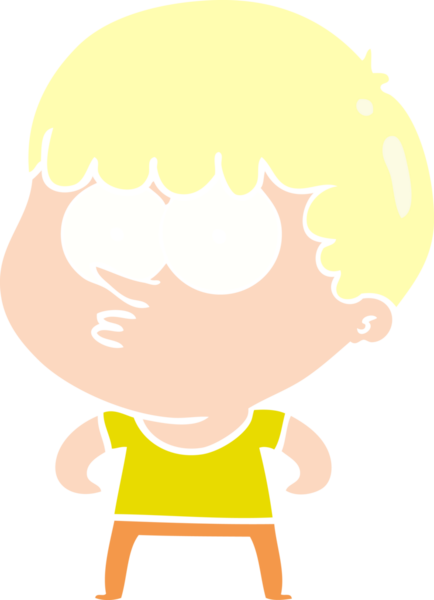 Düz renkli çizgi film meraklısı çocuk bir insan tarafından çizilmiş.