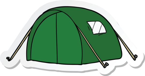 Bir insan tarafından çizilmiş karikatür çadırı çıkartması.