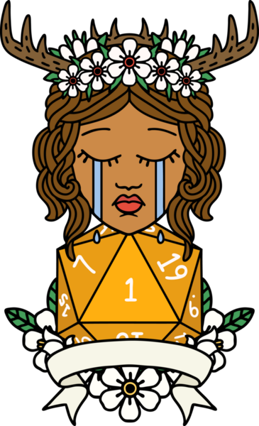 Retro Dövme Tarzı Ağlayan İnsan Druid Bir insan tarafından çizilmiş doğal bir ruloyla