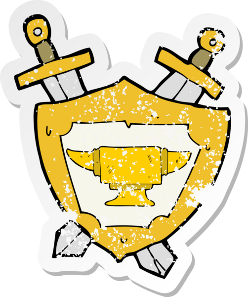 Bir insan tarafından çizilmiş bir demirci karikatürünün gerilemiş yapıştırması.