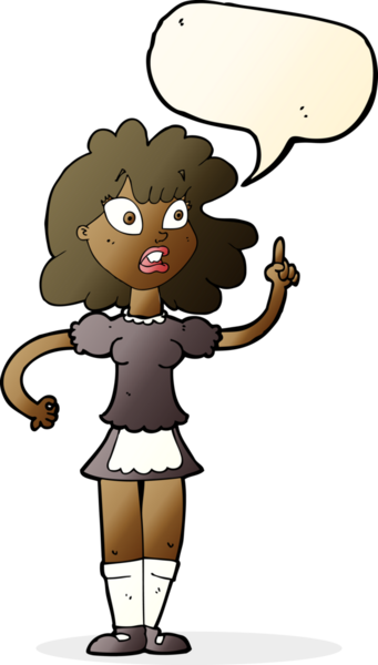 Bir insan tarafından çizilmiş konuşma balonu olan endişeli bir hizmetçi.