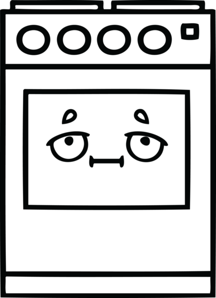 Bir insan tarafından çizilmiş bir mutfak fırınının çizgi çizimi