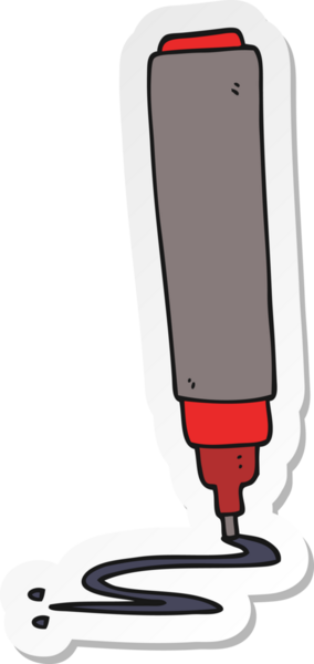 Bir insan tarafından çizilmiş bir karikatür kalemi etiketi.