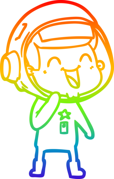 gökkuşağı gradyan çizimi mutlu bir çizgi astronot çizimi bir insan tarafından çizildi