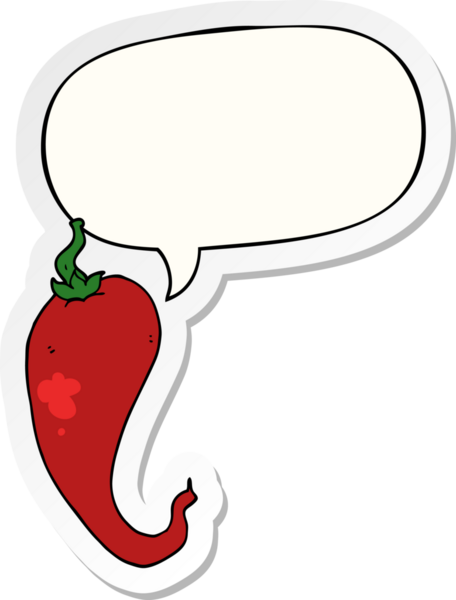 Bir insan tarafından çizilmiş konuşma kabarcığı etiketli kırmızı biber çizgi filmi.