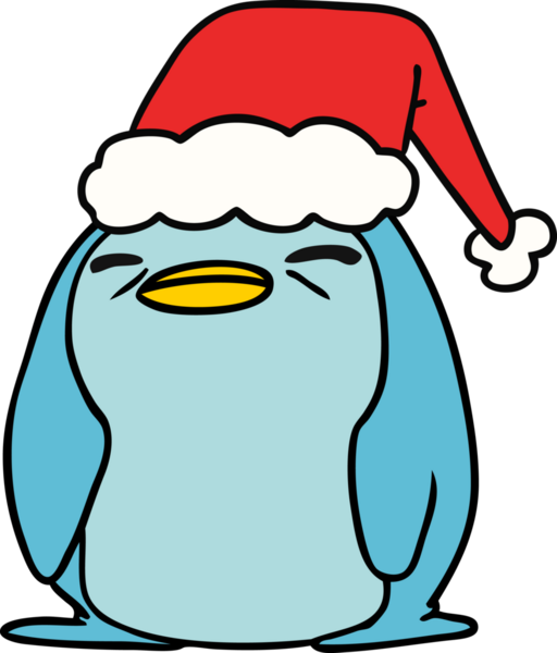 Bir insan tarafından çizilmiş kawaii pengueninin el çizimi karikatürü