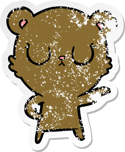 Bir insan tarafından çizilmiş barışçıl bir ayının sıkıntılı çıkartması.