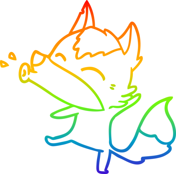 Uluyan bir kurt çizgi filminin gökkuşağı gradyanı insan tarafından çizilmiş.