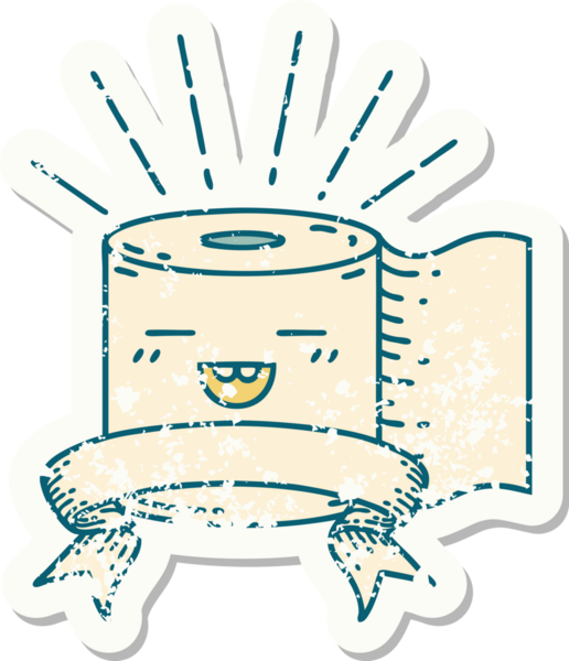 Bir insan tarafından çizilmiş eski bir dövme stili tuvalet kağıdı çıkartması.