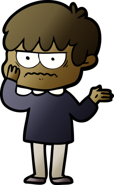 Bir insan tarafından çizilmiş sinirli çizgi film çocuğu.