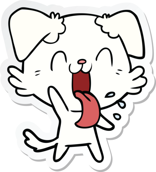 Bir insan tarafından çizilmiş nefes nefese kalmış bir köpeğin çıkartması.