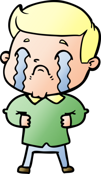 Bir insan tarafından çizilmiş ağlayan çizgi film adamı.