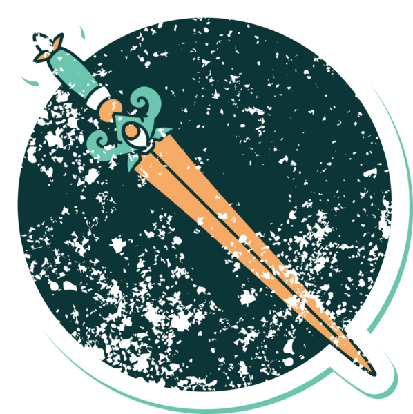 Bir insan tarafından çizilmiş bir hançerin sembolik dövmeli görüntüsü