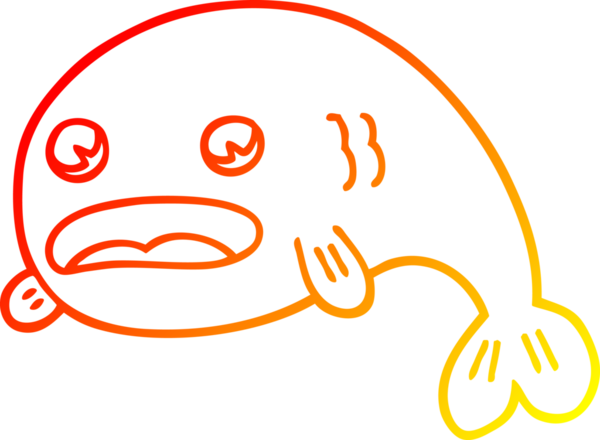 Bir insan tarafından çizilmiş karikatür balığının sıcak çizgi çizimi