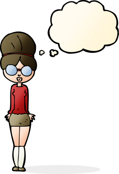 Bir insan tarafından çizilmiş düşünce balonu olan bir kütüphaneci kadın.