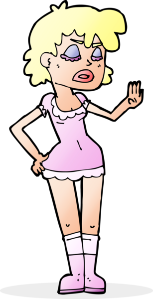 Çizgi filmdeki kadın, bir insan tarafından küçümseyici bir jest yapıyor.