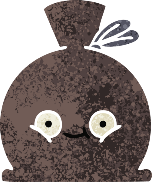 Bir insan tarafından çizilmiş bir çuvalın retro illüstrasyon tarzı karikatürü