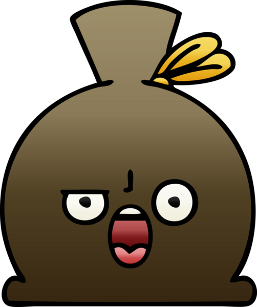 Bir insan tarafından çizilmiş bir çuvalın gölgeli çizgi filmi.