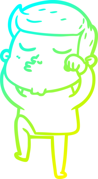 Çizgi film mankeni bir adamın insan tarafından çizilmiş soğuk gradyan çizimi.