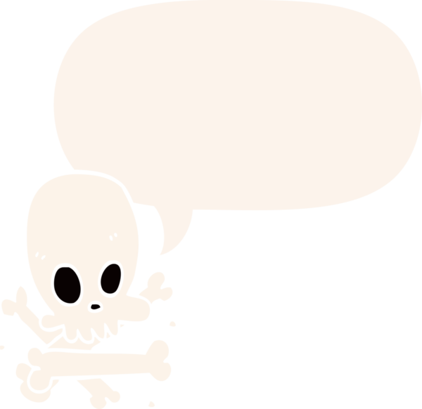 bir insan tarafından çizilmiş, konuşma baloncuklu kafatası ve kemikler.