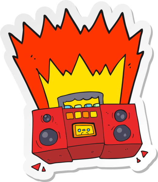 Bir insan tarafından çizilmiş bir çizgi film teybinin çıkartması.