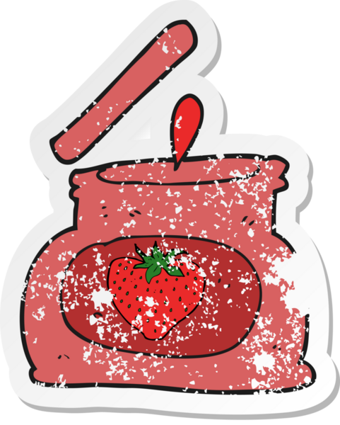 Bir insan tarafından çizilmiş reçel kavanozunun gerilimli reçel yapıştırması.