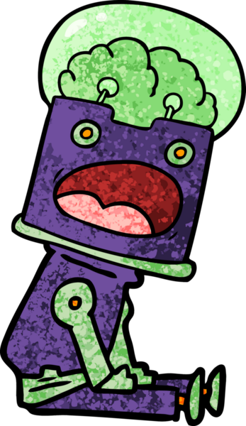 Bir insan tarafından çizilmiş çizgi film robotu