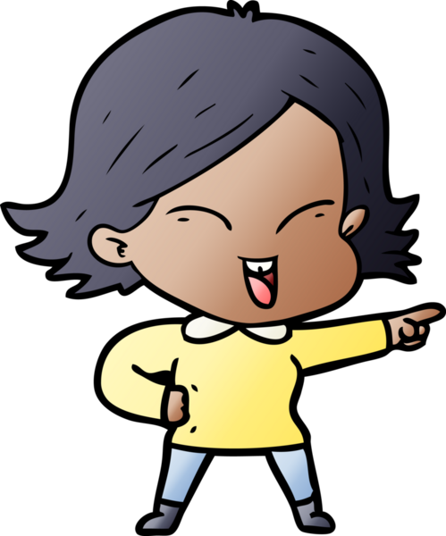 Bir insan tarafından çizilmiş mutlu çizgi film kızı.