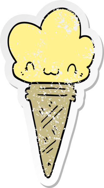 Bir insan tarafından çizilmiş karikatürlü dondurma etiketi.