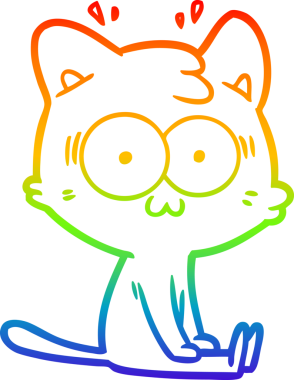 gökkuşağı gradyan çizgi çizimi bir insan tarafından çizilmiş sürpriz bir kedi