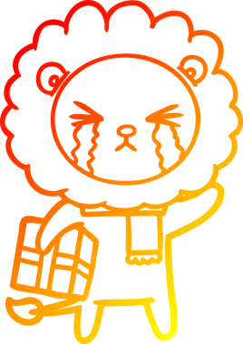 Bir insan tarafından çizilmiş, ağlayan bir aslanın çizgi çizimi.