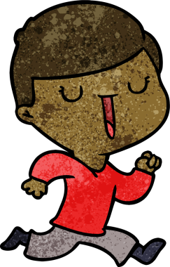 Bir insan tarafından çizilmiş mutlu çocuk çizgi filmi.