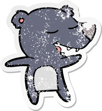 Bir insan tarafından çizilmiş karikatür ayısının sıkıntılı çıkartması.