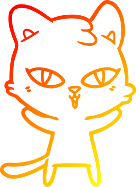 Bir insan tarafından çizilmiş çizgi film kedisinin sıcak çizgi çizimi