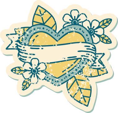 Bir insan tarafından çizilmiş kalp ve bayrağın sembolik depresif dövme şekli