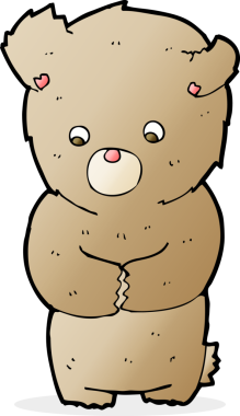 bir insan tarafından çizilmiş utangaç bir oyuncak ayı.