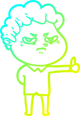 Bir insan tarafından çizilmiş kızgın bir adamın soğuk çizgi çizimi.