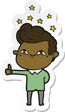 Bir insan tarafından çizilmiş heyecanlı bir adamın çıkartması.