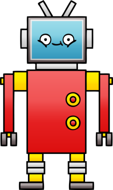 Bir insan tarafından çizilmiş bir robotun gölgelenmiş çizimi