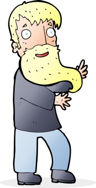 Çizgi film, bir insan tarafından çizilmiş sakallı adamı heyecanlandırıyor.