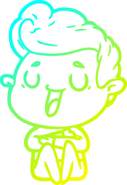 Bir insan tarafından çizilmiş mutlu bir çizgi film karakteri çizimi.